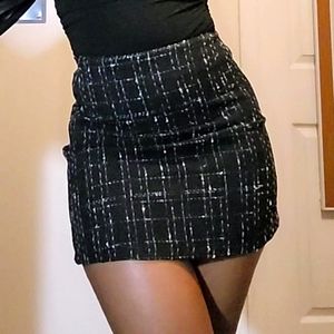 Black and White Plaid Mini Skirt
